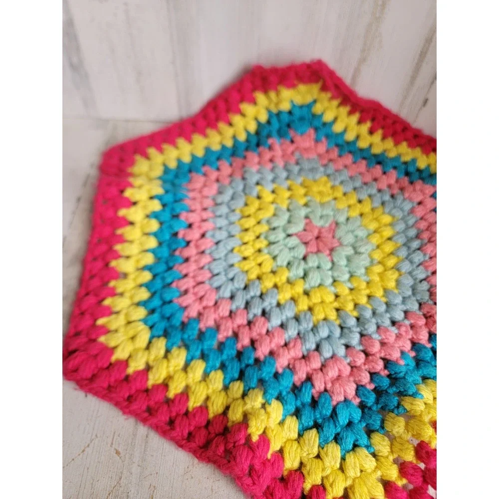 Vintage crochet‎ rainbow colorful dolly small table runner plush home decor